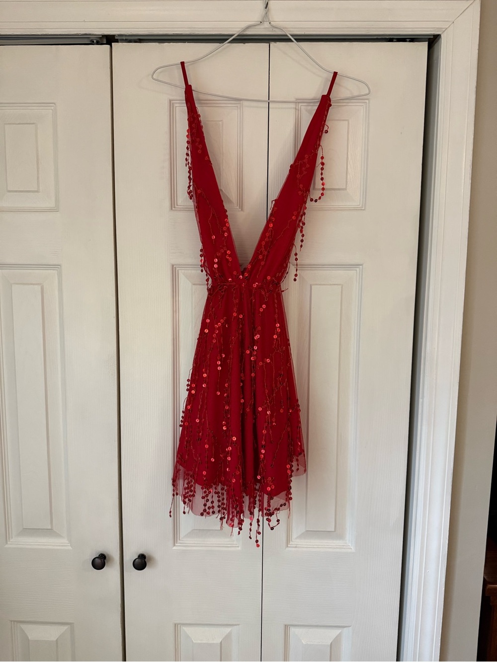 Hello Molly Bright Red Sequin Party Dress